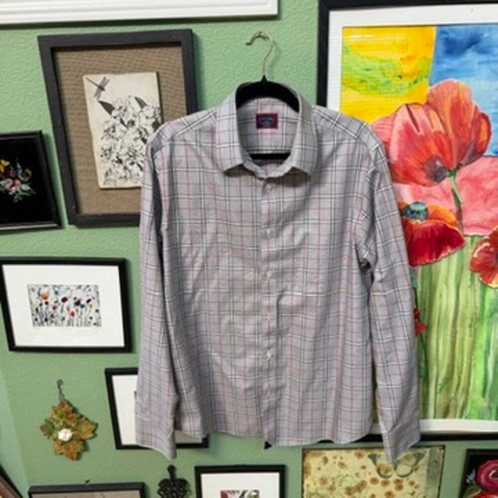 UNTUCKit Shirt Mens Sz L Bryant WR Plaid Cotton Long Sleeve Black Red White